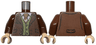 Torso Jacket over Sand Green Vest, Striped Shirt and Dark Orange Tie with Letter W Pattern / Reddish Brown Arms / Light Nougat Hands