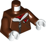 Torso Aviator Jacket with Zipper and White Fur Collar, Red Scarf and Mickey Mouse Logo Pattern / Reddish Brown Arms / White Hands