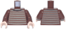 Torso Sweater with Dark Brown and Tan Horizontal Stripes, Sand Green Neck Pattern / Reddish Brown Arms / Light Nougat Hands