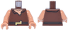 Torso Tunic with Crooked Collar and Black Laces, Dark Brown Belt with Gold Buckle, Nougat Neck with Collarbone Pattern / Nougat Arms / Nougat Hands