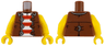 Torso Pirate Vest Open with Silver Trim and 3 Buckles over Shirt with Red and White Horizontal Stripes Pattern / Yellow Arms / Yellow Hands