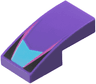 Slope, Curved 2 x 1 x 2/3 with Medium Azure V-Shaped Center Panel, Magenta Stripes, Black Triangles Pattern