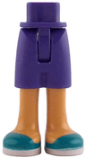 Mini Doll Hips and Shorts with Molded Nougat Legs and Printed Dark Turquoise Shoes with White Soles Pattern - Thin Hinge