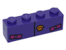 Brick 1 x 4 with Black Line, Bright Light Orange Skull and Magenta Rectangles Pattern (BrickHeadz The Joker Abdomen)