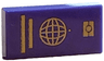 Tile 1 x 2 with Passport with Gold Wire Frame Globe and Lines Pattern