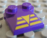 Slope, Curved 2 x 2 x 2/3 with 2 Studs and Curved Sides with Yellow Triangle on 3 Bars Pattern