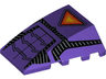 Wedge 4 x 4 Triple Curved No Studs with Sentinel Yellow, Orange and Red Triangle and Black Stripe Trim Pattern