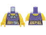 Torso Female Blouse with Lavender Dots and White Flowers Collar, Gold Sash with Flower and Bow, Yellow Neck Pattern / Yellow Arms / Yellow Hands