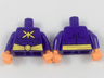 Torso Batman Muscles Outline with Yellow Killer Moth Logo and Wide Belt Pattern / Dark Purple Arms / Orange Hands