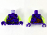Torso Tattered Tunic with Hood, Reddish Brown Belt, Shoulder Strap and Copper Buckles Pattern / Lime Arms / Dark Purple Hands