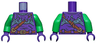 Torso Tattered Tunic with Hood, Reddish Brown Belt, Shoulder Strap and Tan Buckles Pattern / Bright Green Arms / Dark Purple Hands