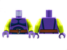 Torso Black Muscle Contours, Dark Blue Highlights, Reddish Brown Belt with Silver Letter G Buckle Pattern / Lime Arms / Dark Purple Hands