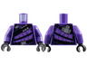 Torso Female Suit with 3 Black Belts, Silver Buckles and Canisters and Metallic Pink Logograms Pattern / Dark Purple / Black Hands