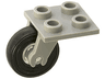 Plate, Modified 2 x 2 Thin with Plane Single Wheel Holder and Trans-Clear Wheel with Black Tire 14mm D. x 4mm Smooth Small Single (2415 / 3464c01)
