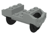Train Wheel RC, Holder with Black Train Wheel Pair on Chrome Silver Metal Axle with Slots (2878 / 2879c01)