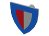 Minifigure, Shield Triangular Short with Red and Gray Halves and Blue Border Pattern