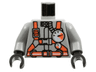 Torso Fire Shirt with Gauge, Neon Red Belt and Straps Pattern / Light Gray Arms / Black Hands