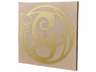 Tile 6 x 6 with Bottom Tubes, Textured Surface with Gold Script Capital Letter G (Glinda) and Flower Pattern