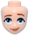 Mini Doll, Head Friends with Dark Orange Eyebrows, Left Raised, Black Eyelashes, Medium Azure Eyes, Nougat Lips, Lopsided Grin Pattern