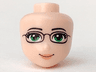 Mini Doll, Head Friends with Green Eyes and Glasses, Orange Lips and Closed Mouth Pattern