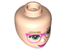 Mini Doll, Head Friends with Medium Nougat Eyebrows, Sand Green Eyes, Dark Pink Glasses and Lips Pattern