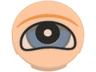 Tile, Round 2 x 2 with Bottom Stud Holder with Sand Blue and Dark Bluish Gray Eye with Black Pupil, White Glint and Medium Nougat Wrinkle Pattern