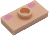 Plate, Modified 1 x 2 with 1 Stud with Groove and Bottom Stud Holder (Jumper) with Bright Pink Oval Cheeks Pattern (Super Mario Baby Peach Lower Face)