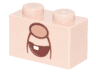 Brick 1 x 2 with Nougat Nose, Dark Red Open Mouth Smile with White Tooth, Reddish Brown Jowl Lines Pattern (Super Mario Professor E. Gadd Lower Face)