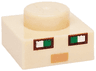 Plate 1 x 1 with Green and White Squares, Dark Brown and Nougat Rectangles Pattern (Minecraft Micromob Alex Face)