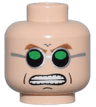 Minifigure, Head Brown Eyebrows, Silver Glasses with Black and Green Lenses, Cheek Lines, Chin Dimple, Bared Teeth Pattern