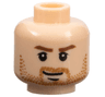 Minifigure, Head Male Reddish Brown Eyebrows, Medium Nougat Beard Stubble, Chin Dimple, and Closed Mouth Lopsided Grin Pattern