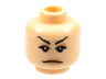 Minifigure, Head Female with Peach Lips, Stern Eyebrows, White Pupils Pattern (Irina)