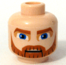 Minifigure, Head Dark Orange Thick Eyebrows, Moustache and Full Beard, Large Blue Eyes, Nougat Eye Shadow, Neutral Pattern