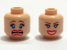 Minifigure, Head Dual Sided Female Blue Eyes, Scared / Smile with Teeth Pattern