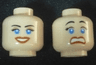 Minifigure, Head Dual Sided Female Blue Eyes, Scared / Smile Open Mouth Pattern