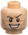 Minifigure, Head Beard Stubble, Arched Eyebrow, Evil Grin with Teeth Pattern