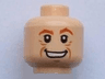 Minifigure, Head Male Dark Orange Eyebrows, Medium Nougat Wrinkles and Chin Dimple, Open Mouth Smile with Teeth Pattern