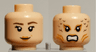 Minifigure, Head Dual Sided Female Mermaid with Dark Brown Eyebrows and Dimple / Bared Teeth and Gills Pattern