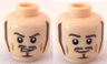 Minifigure, Head Dual Sided PotC Will Long Brown Sideburns, Moustache, Goatee, Sneer / Smile Pattern