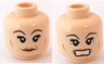 Minifigure, Head Dual Sided Female, Dark Brown Eyebrows, Crow's Feet, Smile / Angry Pattern (HP Narcissa)