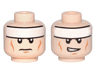 Minifigure, Head Dual Sided White Headband, Medium Nougat Cheek Lines and Chin Dimple, Frown / Lopsided Open Mouth with Teeth Pattern