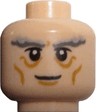 Minifigure, Head LotR Gandalf Thick Gray Eyebrows, Smile Pattern