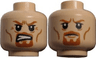 Minifigure, Head Dual Sided LotR Boromir Goatee Stern / Grimacing Pattern