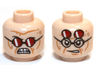 Minifigure, Head Dual Sided Red Sunglasses / Red Lenses Flapped Up Pattern (Doc Ock)