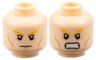 Minifigure, Head Dual Sided Bright Light Orange Bushy Eyebrows, Upper Eyelids, Medium Nougat Cheek Lines, Stern with Chin Dimple / Angry Bared Teeth Pattern