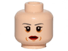 Minifigure, Head Female Dark Gray Eyebrows, Red Lips, Cheek Lines Pattern