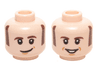 Minifigure, Head Dual Sided Dark Brown Sideburns and Eyebrows, White Pupils with Lopsided / Open Smile Pattern (Howard Wolowitz)