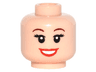 Minifigure, Head Female with Red Lips, Open Mouth Smile, Brown Eyebrows, Eyelashes Pattern (Ariel)