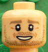 Minifigure, Head Dark Tan Eyebrows, Beard Stubble, White Pupils, Chin Dimple, Open Smile Pattern (André Schürrle)