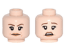 Minifigure, Head Dual Sided Female, Reddish Brown Eyebrows, Dark Tan Lips Neutral / Scared Pattern